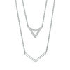 Thumbnail Image 1 of Diamond Accent Triangle and Chevron Double Strand Necklace in Sterling Silver - 20"