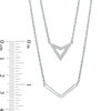 Thumbnail Image 1 of Diamond Accent Triangle and Chevron Double Strand Necklace in Sterling Silver - 20"