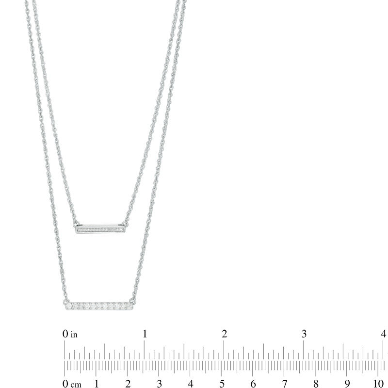 0.45 CT. T.W. Diamond Horizontal Bar Double Strand Necklace in Sterling Silver - 20"