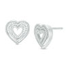 Thumbnail Image 0 of 0.18 CT. T.W. Diamond Triple Heart Stud Earrings in Sterling Silver