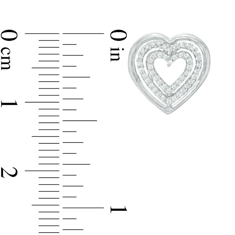 0.18 CT. T.W. Diamond Triple Heart Stud Earrings in Sterling Silver