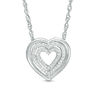 Thumbnail Image 0 of 0.09 CT. T.W. Diamond Triple Heart Pendant in Sterling Silver