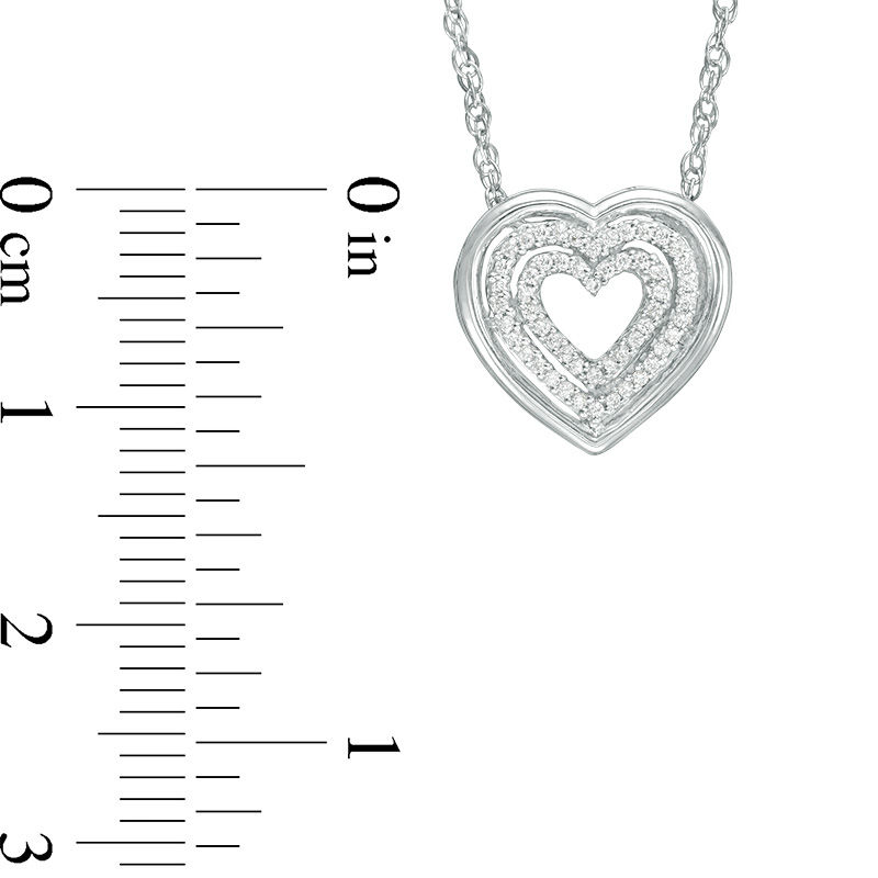 0.09 CT. T.W. Diamond Triple Heart Pendant in Sterling Silver