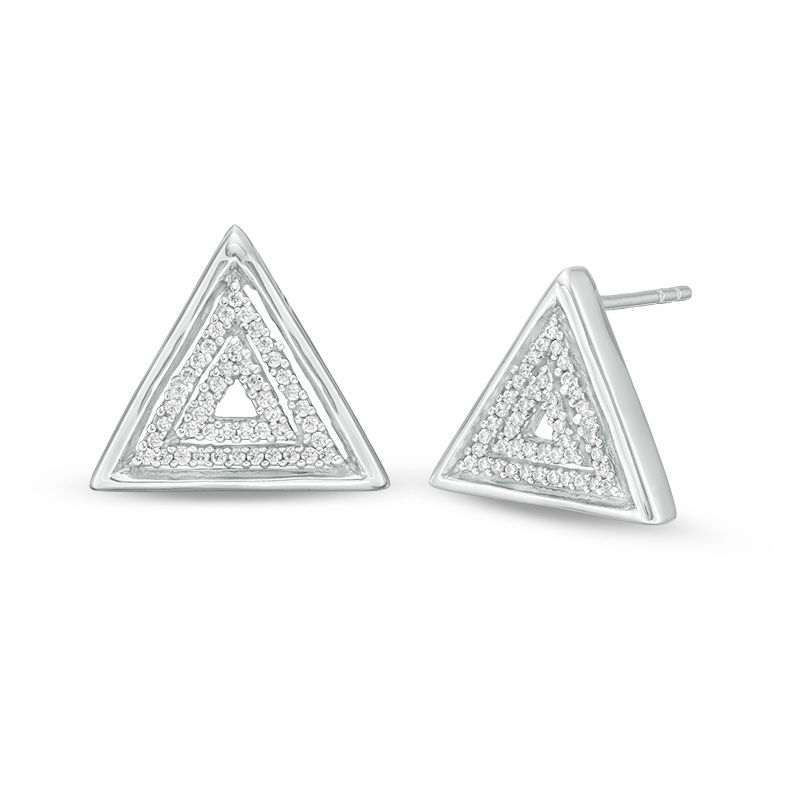 0.15 CT. T.W. Diamond Triple Triangle Stud Earrings in Sterling Silver|Peoples Jewellers