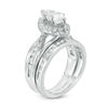Thumbnail Image 1 of Marquise Lab-Created White Sapphire Frame Bridal Set in Sterling Silver