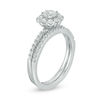 Thumbnail Image 1 of 4.5mm Lab-Created White Sapphire and 0.15 CT. T.W. Diamond Flower Bridal Set in Sterling Silver