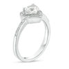 Thumbnail Image 1 of 5.5mm Lab-Created White Sapphire and 0.12 CT. T.W. Diamond Frame Promise Ring in Sterling Silver