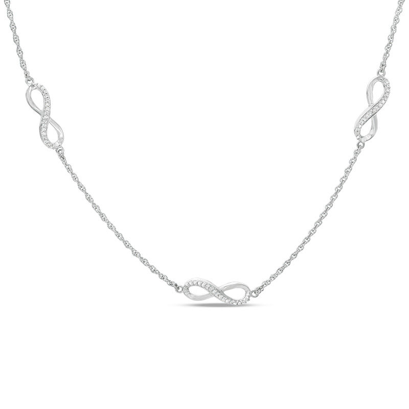 0.23 CT. T.W. Diamond Infinity Station Necklace in Sterling Silver