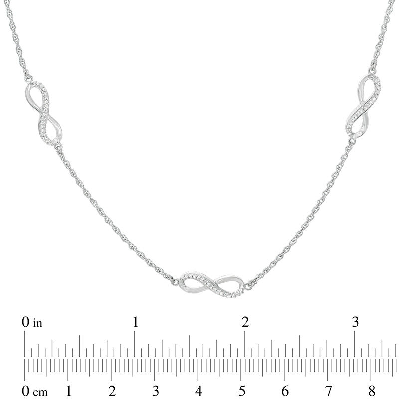 0.23 CT. T.W. Diamond Infinity Station Necklace in Sterling Silver