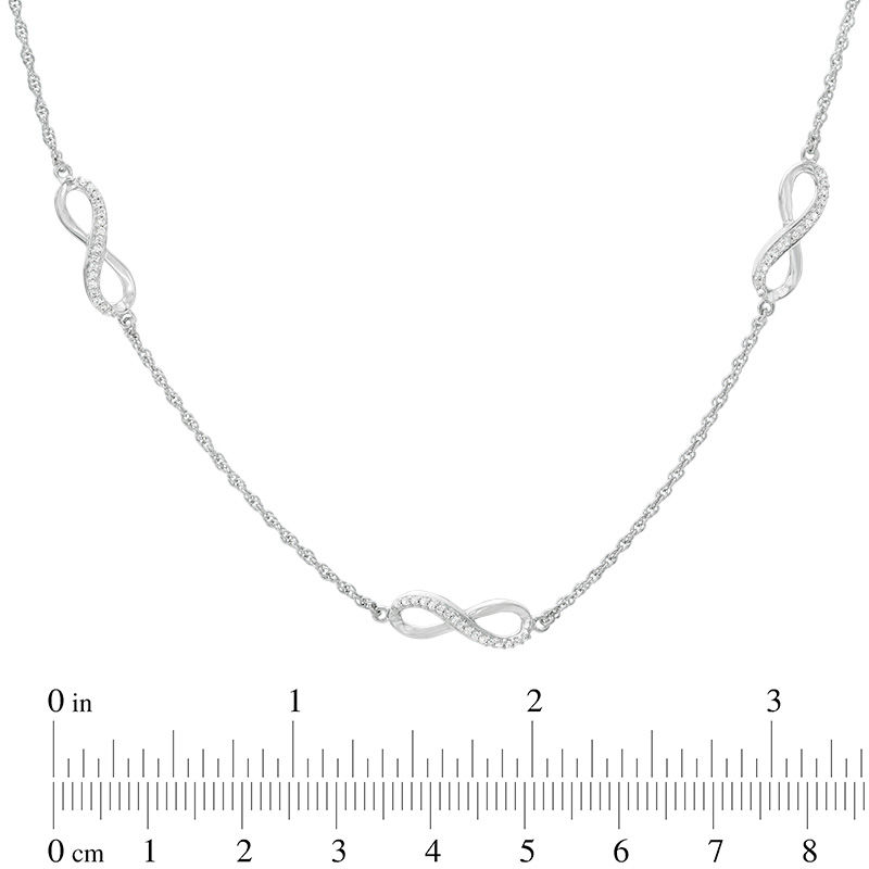 0.23 CT. T.W. Diamond Infinity Station Necklace in Sterling Silver