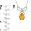 Thumbnail Image 1 of Pear-Shaped Citrine and 0.09 CT. T.W. Diamond Bow Necklace in Sterling Silver