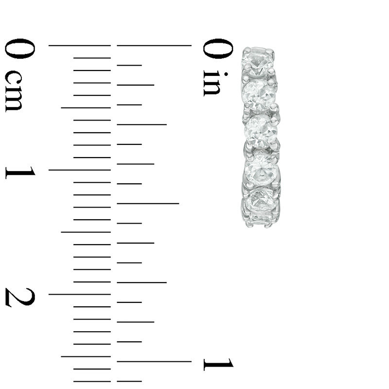 Main Image 2 of White Lab-Created Sapphire Six Stone Hoop Earrings in Sterling Silver