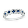Thumbnail Image 0 of Lab-Created Blue Sapphire and 0.22 CT. T.W. Diamond Frame Five Stone Ring in 10K White Gold