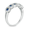 Thumbnail Image 1 of Lab-Created Blue Sapphire and 0.22 CT. T.W. Diamond Frame Five Stone Ring in 10K White Gold