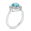 Thumbnail Image 1 of 6.0mm Blue Topaz, Lab-Created White Sapphire and 0.09 CT. T.W. Diamond Frame Ring in 10K White Gold
