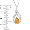 Thumbnail Image 1 of Pear-Shaped Citrine and 0.15 CT. T.W. Diamond Flame Pendant in 10K White Gold