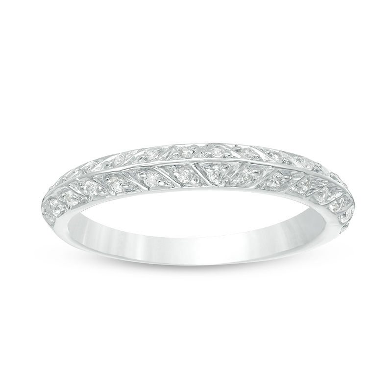 0.18 CT. T.W. Diamond Chevron Double Row Anniversary Band in Sterling Silver|Peoples Jewellers