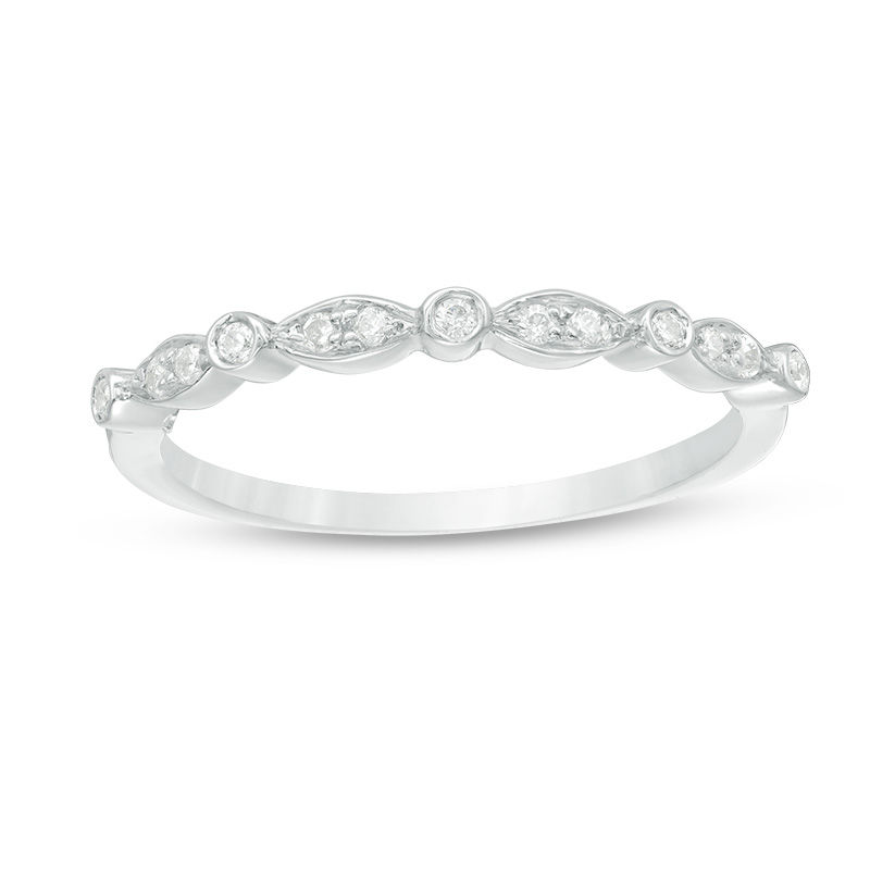 Diamond Accent Alternating Round and Marquise Anniversary Band in Sterling Silver