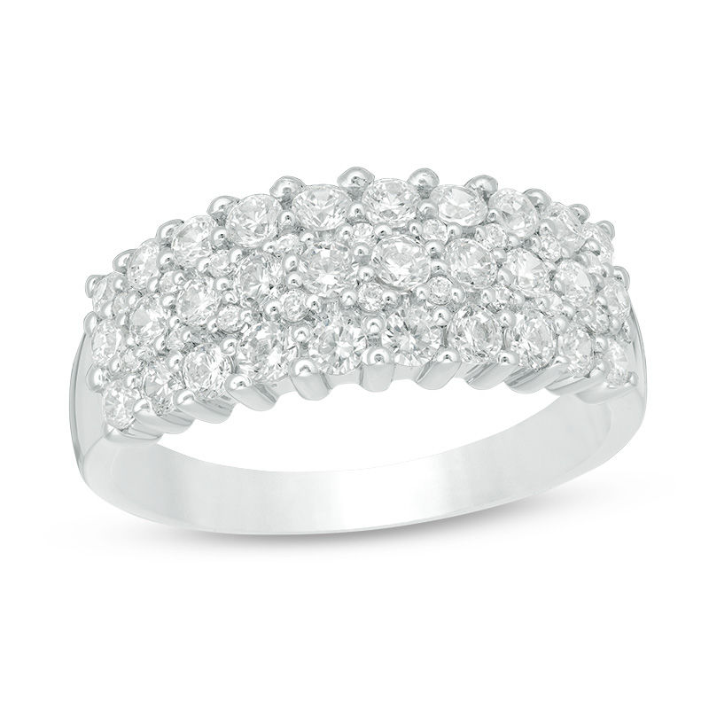 Main Image 1 of 0.95 CT. T.W. Diamond Multi-Row Band in 10K White Gold