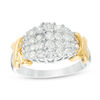 Thumbnail Image 0 of 0.95 CT. T.W. Composite Diamond Multi-Row "X" Collar Band in 10K Two-Tone Gold