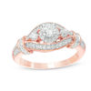 Thumbnail Image 1 of 0.58 CT. T.W. Diamond Three Stone Collar Ring in 10K Rose Gold