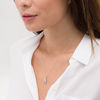 Thumbnail Image 2 of 6.0mm Princess-Cut Aquamarine and Diamond Accent Trio Drop Pendant in 10K White Gold