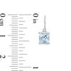 Thumbnail Image 2 of 5.0mm Princess-Cut Aquamarine and Diamond Accent Drop Earrings in 10K White Gold