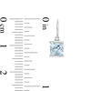 5.0mm Princess-Cut Aquamarine and Diamond Accent Drop Earrings in 10K White Gold