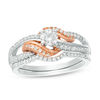 Thumbnail Image 0 of 0.45 CT. T.W. Diamond Bypass Bridal Set in 10K Two-Tone Gold