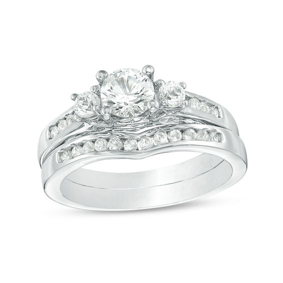 three stone bridal set