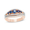 Thumbnail Image 0 of Lab-Created Blue Sapphire and 0.17 CT. T.W. Diamond Five Stone Bridal Set in 10K Rose Gold