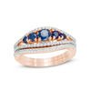 Thumbnail Image 1 of Lab-Created Blue Sapphire and 0.17 CT. T.W. Diamond Five Stone Bridal Set in 10K Rose Gold