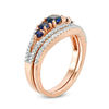Thumbnail Image 1 of Lab-Created Blue Sapphire and 0.17 CT. T.W. Diamond Five Stone Bridal Set in 10K Rose Gold
