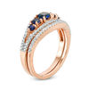 Thumbnail Image 2 of Lab-Created Blue Sapphire and 0.17 CT. T.W. Diamond Five Stone Bridal Set in 10K Rose Gold