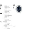 Thumbnail Image 2 of Oval Blue Sapphire and 0.38 CT. T.W. Diamond Frame Stud Earrings in 10K White Gold