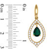 Thumbnail Image 2 of Pear-Shaped Lab-Created Emerald and 0.71 CT. T.W. Diamond Teardrop Earrings in 10K Gold