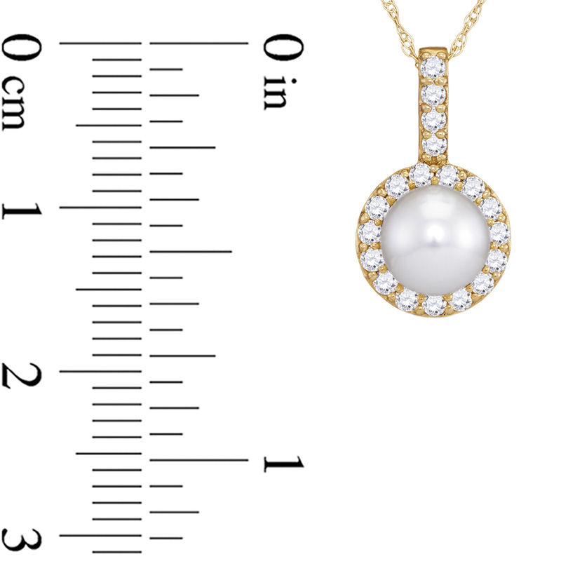 6.5mm Cultured Freshwater Pearl and 0.27 CT. T.W. Diamond Frame Pendant in 10K Gold