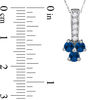 Blue Sapphire and 0.12 CT. T.W. Diamond Trio Pendant in Sterling Silver