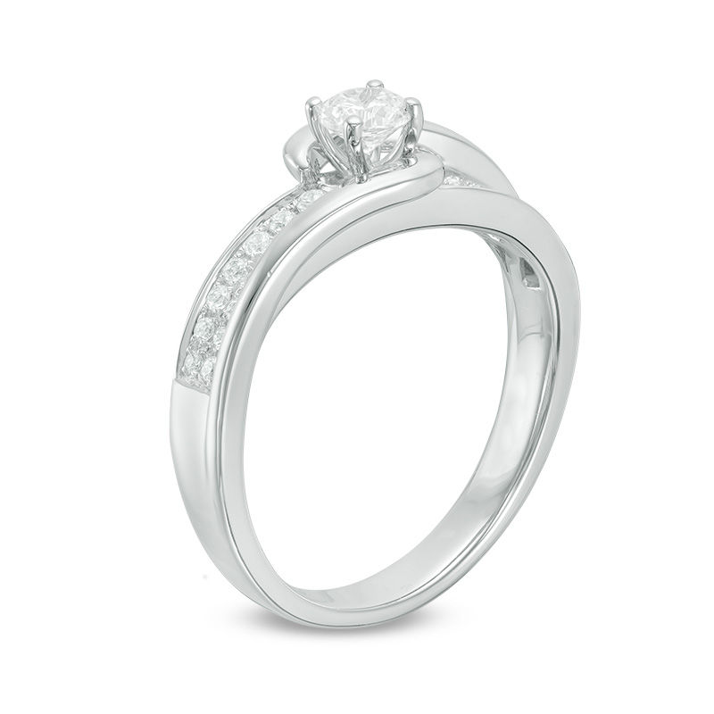 Main Image 2 of 0.50 CT. T.W. Diamond Bypass Engagement Ring in 14K White Gold