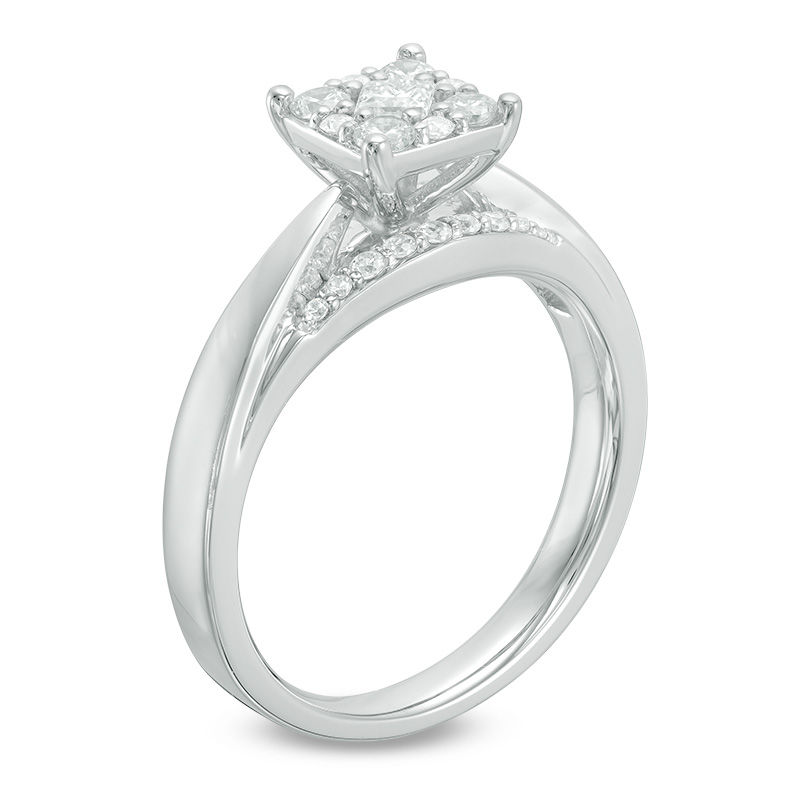 Main Image 2 of 0.50 CT. T.W. Composite Diamond Cushion-Shaped Engagement Ring in 10K White Gold