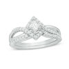 Thumbnail Image 1 of 0.50 CT. T.W. Princess-Cut Diamond Tilted Bypass Frame Bridal Set in 14K White Gold