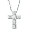 0.45 CT. T.W. Diamond Double Row Cross Bolo Necklace in Sterling Silver - 30"