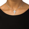 0.45 CT. T.W. Diamond Double Row Cross Bolo Necklace in Sterling Silver - 30"