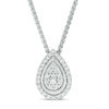 0.30 CT. T.W. Composite Diamond Teardrop Frame Bolo Necklace in Sterling Silver - 30"