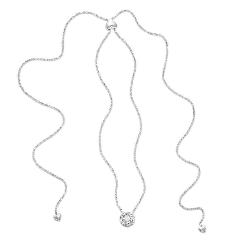 0.45 CT. T.W. Diamond Swirl Frame Bolo Necklace in Sterling Silver - 30"
