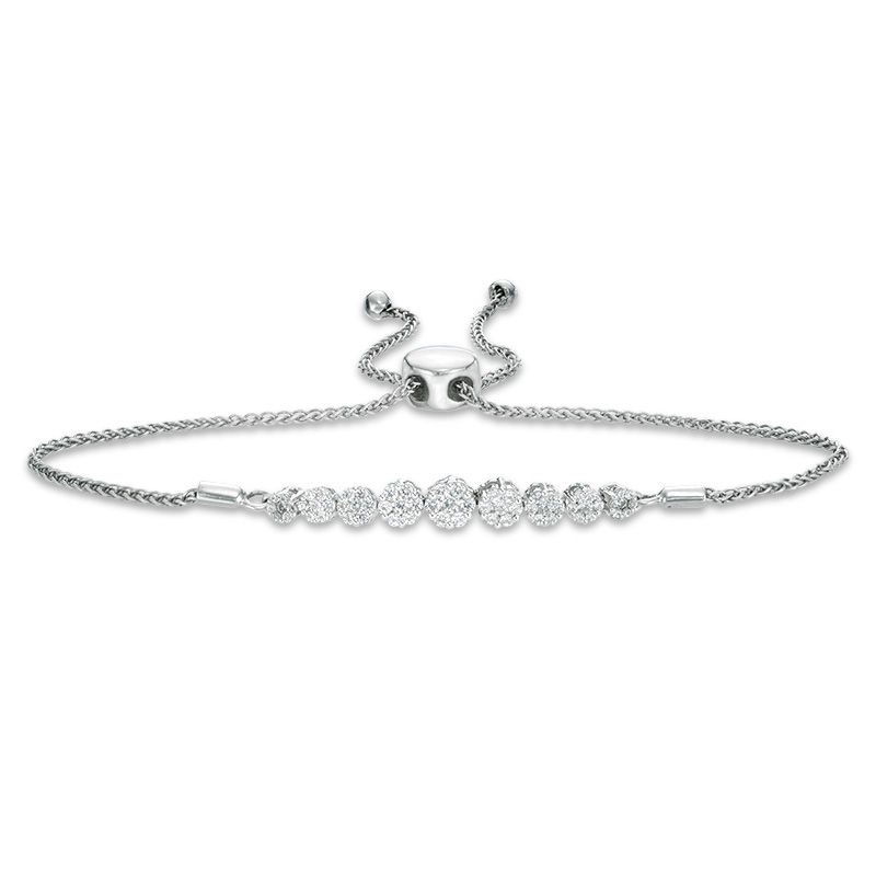 0.50 CT. T.W. Composite Diamond Bolo Bracelet in 10K White Gold - 8.0"|Peoples Jewellers