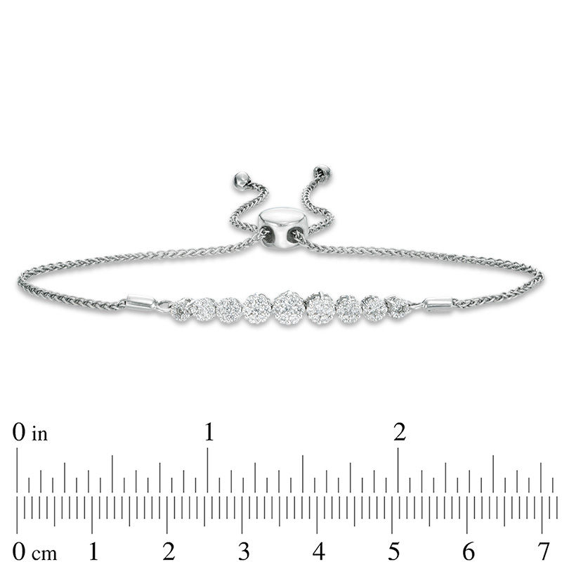 0.50 CT. T.W. Composite Diamond Bolo Bracelet in 10K White Gold - 8.0"