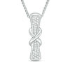 Thumbnail Image 1 of 0.15 CT. T.W. Diamond Infinity Bar Bolo Necklace in Sterling Silver - 30"