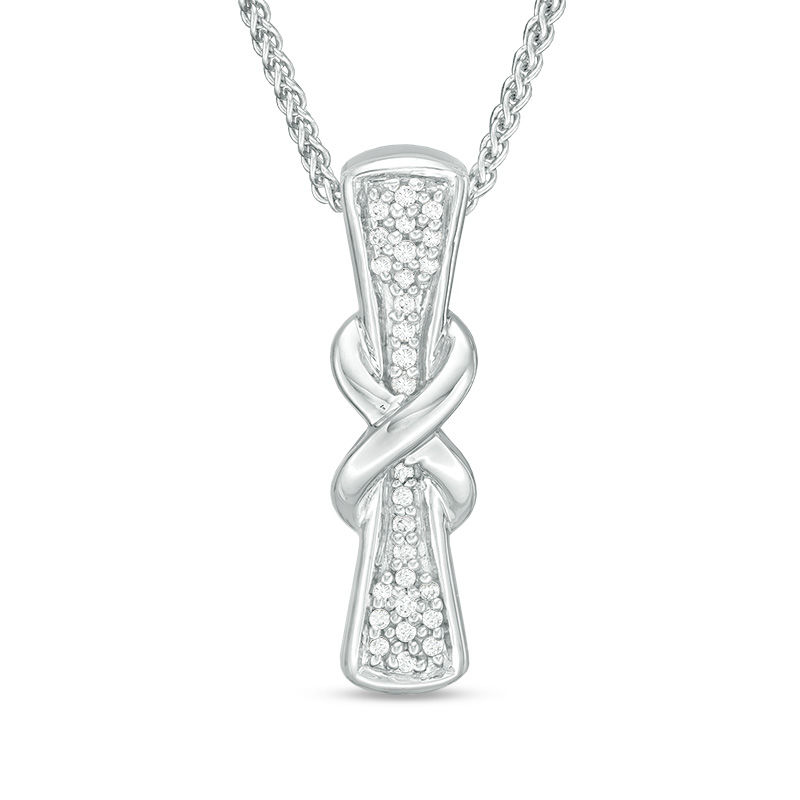 0.15 CT. T.W. Diamond Infinity Bar Bolo Necklace in Sterling Silver - 30"