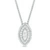 Thumbnail Image 1 of 0.58 CT. T.W. Diamond Double Marquise Frame Bolo Necklace in Sterling Silver - 30"